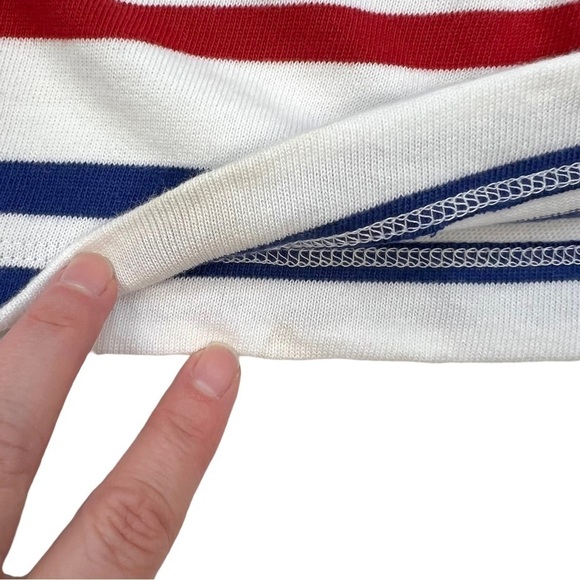 White + Warren Red White Blue Nautical Stripe Tie Shoulder Tank Top Size S - Picture 8 of 8